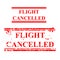 Simple Vector Rectangle Grunge Red Rubber Stamp, Flight Cancelled, Isolated on white