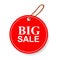 Simple Vector Red Circle Tag with Big Sale text, White dash outline, soft shadow