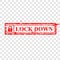 Simple Vector Red Grunge Rubber Stamp, Lock Down, at transparent effect background