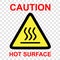 Simple Vector sign, Caution hot surface at transparent effect background