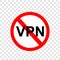 Simple Vector sign no VPN, Virtual Private Network, at transparent effect background