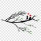 Simple Vector Silhouette hand draw sketch, Falling In Love Couple of Birds at Black Branch at transparent effect background