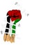 Simple Vector Sketch Punching or Fisting Hand with Broken Rope and barbed wire, Palestine Flag