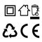 Simple Vector Symbol at Charger, Adaptor, Power Converter, Battery and other related, indoor use, double protection, do not litter