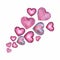 Simple vector watercolor pink blue lilac hearts for Happy Valentines Day card or t-shirt design. Romance, relationship