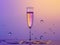 A simple, vibrant image of champagne bubbles gently rising in a flute glass, symbolizing celebration and joy