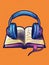 A simple, vibrant image of headphones and an open book, symbolizing the immersive world of audiobooks