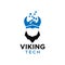 Simple viking tech negative space logo design