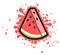 Simple watermelon triangle with red splash, vector illustration