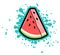 Simple watermelon triangle with turquoise splash, vector illustration