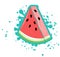 Simple watermelon triangle with turquoise splash, vector illustration