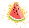 Simple watermelon triangle with yellow splash, vector illustration