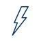 Simple weather icon in line art style of thunderbolt. Flash of lightning in thunder. Abstract symbol of thunderstorm