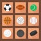 Simple web sport icons. flat ball symbols set. Sport equipment: soccer, football, tennis, volleyball, basketball, baseball, hockey