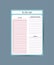 Simple weekly planner pink white with daily routine , priorities, to do list and notes table template vector