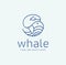 Simple whale Logo in a line an outline flat design style Vector. Orca logo icon line art