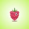 Simple winking character cartoon raspberries. Cute smiling raspberries icon isolated on green background