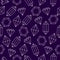 Simple wire framed diamond crystals on purple seamless pattern, vector