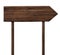 Simple wooden arrow signpost roadsign made of dark wood with double pole