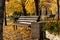 Simple wooden bench on the street in the open air in the fresh air. A place to relax, sit and think, watch what