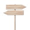 Simple wooden direction arrow signpost roadsign made of light wood with single pole