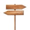 Simple wooden direction arrow signpost roadsign made of natural wood with single pole