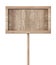 Simple wooden signpost made of natural wood with single pole and bright frame