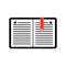 Simple workbook icon with a red bookmark
