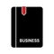 Simple workbook icon with a red bookmark and an inscription business