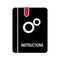 Simple workbook icon with a red bookmark and the words instruction