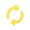 Simple yellow rotation circle arrows 3d icon vector illustration. Dynamic symbol of connection
