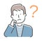 Simple young man upper body  gesture illustration.| question, think, problem