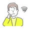 Simple young man upper body  gesture illustration |  stress, worry, confused