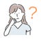 Simple young woman upper body  gesture illustration | question, think, problem