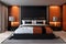 Simplicity Redefined: Black and Orange Minimalist Bedroom Interior Design