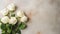 Simplicity Refined: White Roses on Chalk Background with White Space