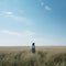 Simplicity And Serenity: A Woman\\\'s Gaze Into The Expansive Blue Sky