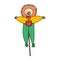 Simplified colored illustration of a garden Scarecrow on a white background.