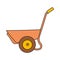 Simplified colored illustration of a wheelbarrow on a white background.