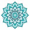 Simplified Mandala Flower Drawing: Turquoise And Black Beauty