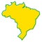 Simplified map of Brazil outline. Fill and stroke are national c