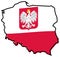 Simplified map of Poland outline, with slightly bent state flag