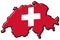 Simplified map of Switzerland outline, with slightly bent flag u