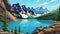 Simplified Moraine Lake: Contemporary Canadian Art In Pop Art Style