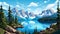 Simplified Moraine Lake: A Turquoise Mountain View With Lake Illustration