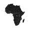 Simplified schematic map of Africa. Vector political map in high contrast of black and white