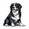 Simplified And Stylized Bernese Mountain Dog Cartoon Character Illustration