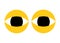 A simplified yellow pair of eyes outline shapes icons with black eyeballs white backdrop