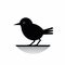 Simplistic Black Bird Perched On Plate - Minimalist Artwork