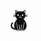 Simplistic Black Cat Icon On White Background